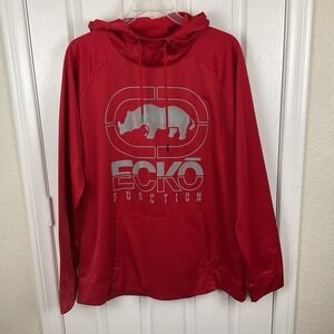 Ecko Unltd Function Men's Red Satin Pullover Hoodie Large Rhino Size XXL (?)